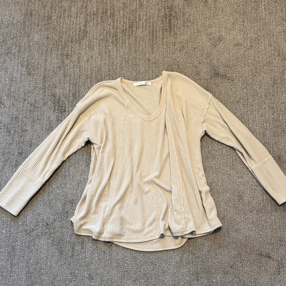 Altar'd State Beige Long Sleeve Top